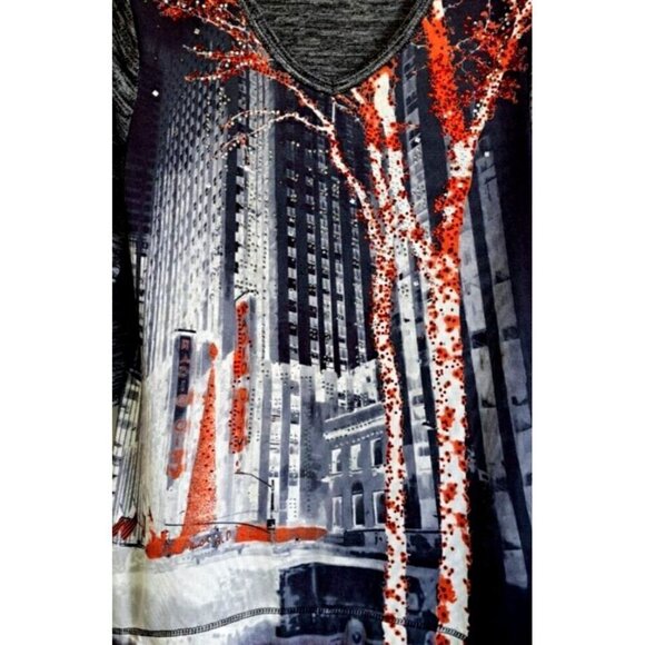 T/O Thomas & Olivia PM Multicolor 3/4 Sleeve Pullover Scenic Tunic Embellished - Picture 4 of 6